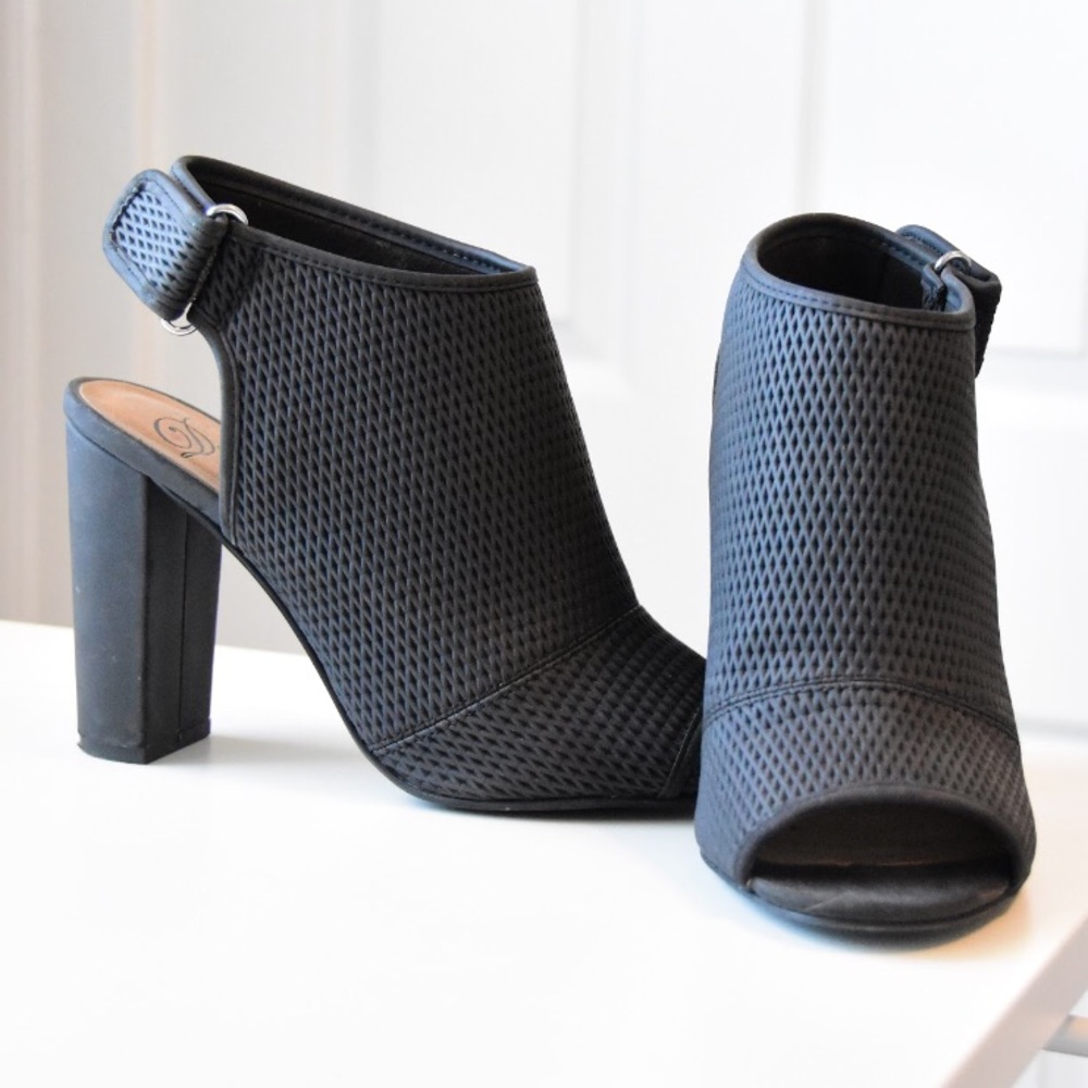 Gray Peep-Toe Slingback Heels